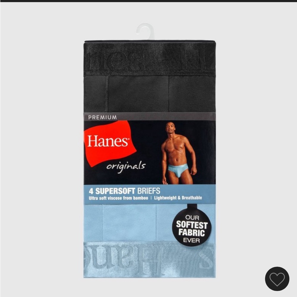 Hanes Originals Supersoft Briefs - Black‎ and Light Blue